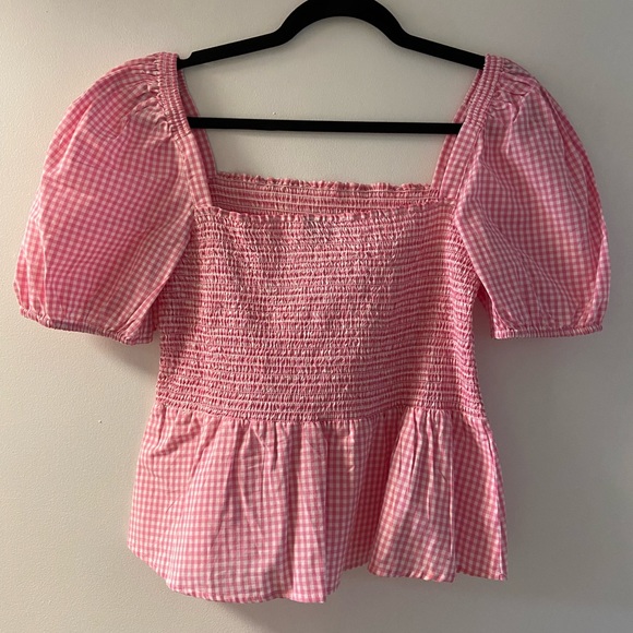 Pink gingham puffed sleeve shirt - Picture 7 of 7